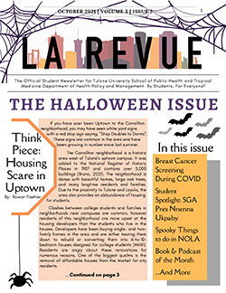 La Revue, front page of October Newsletter for HPM department