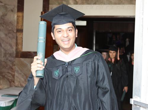 Alumnus Jaffer Shariff with MPH diploma on graduation day Alumnus Jaffer Shariff with MPH diploma on graduation day