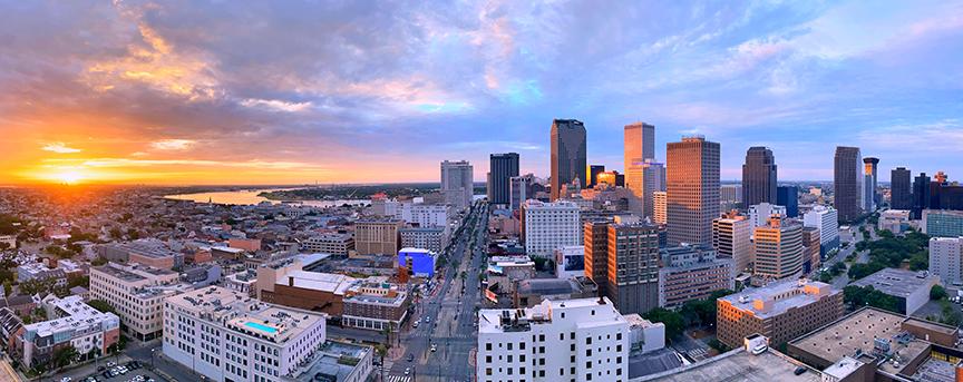 Panoramic view of New Orleans from the rooftop of Tidewater
