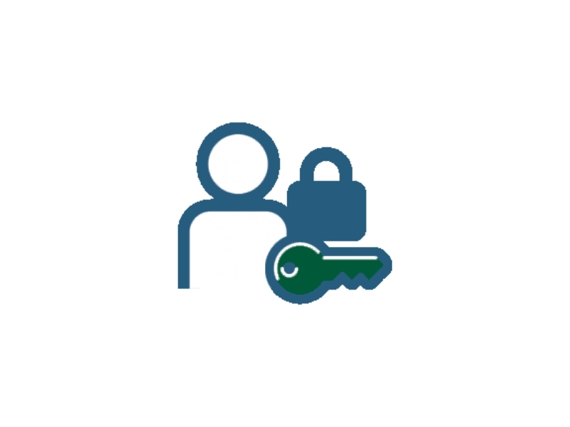 Person icon, lock, key for accounts and password services