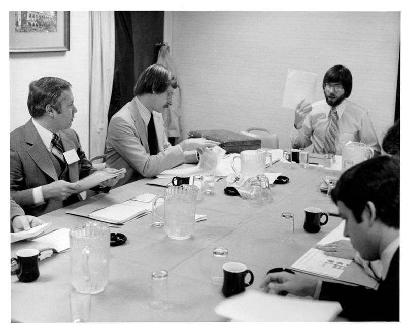 Hugh Long working with. colleagues in the 1970s