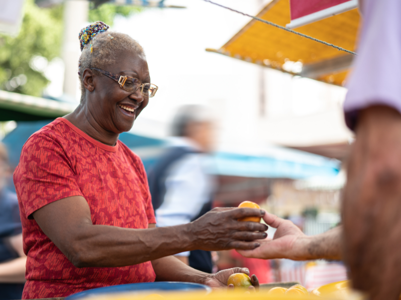 An ethnically diverse farmers market