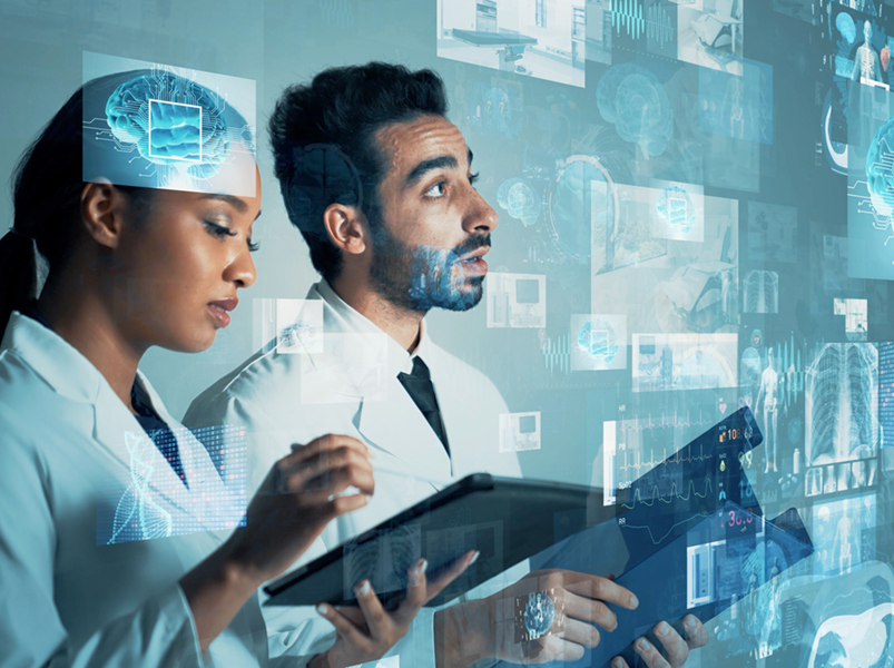 man and woman studying artificial intelligence