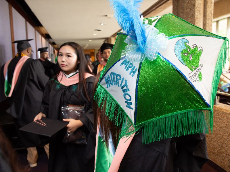 A second line parasaol deocrated to celebrate earning an MPH in nutrition