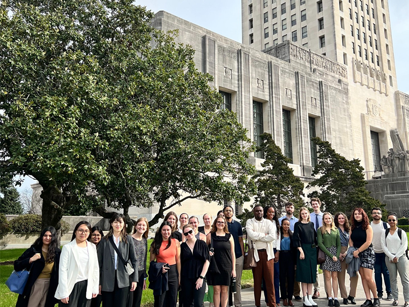 Group of HPAM students at Louisiana State Capitol building February 2024