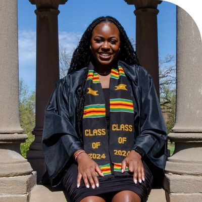 Natalie Kamau wearing her graduation regalia