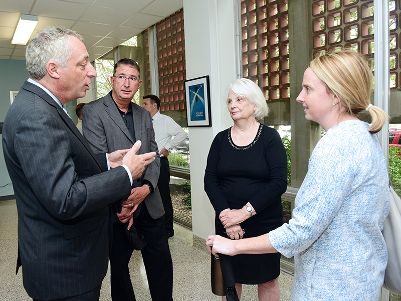 Tulane Provost Forman chats with GHMP Chair Mark Diana, Assistant Dean LuAnn White, and GHMP faculty Mollye Demosthenidy