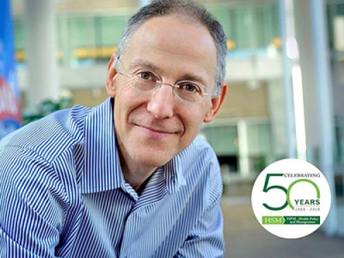 headshot of Zeke Emanuel, HPM department 50th anniversary logo