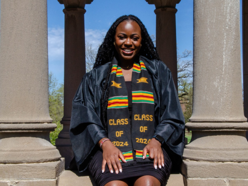 Natalie Kamau wearing her graduation regalia