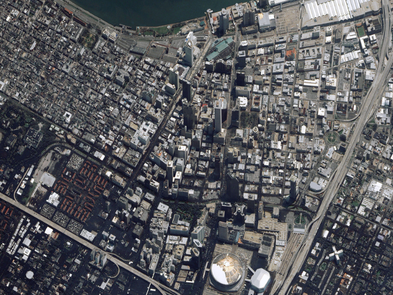 Aerial shot of downtown following the storm