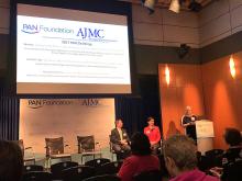 Photo of a slide from the winning paper's presentation at Patient Access Network (PAN) Foundation