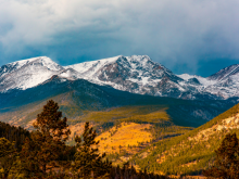 Rocky Mountains in sunlight